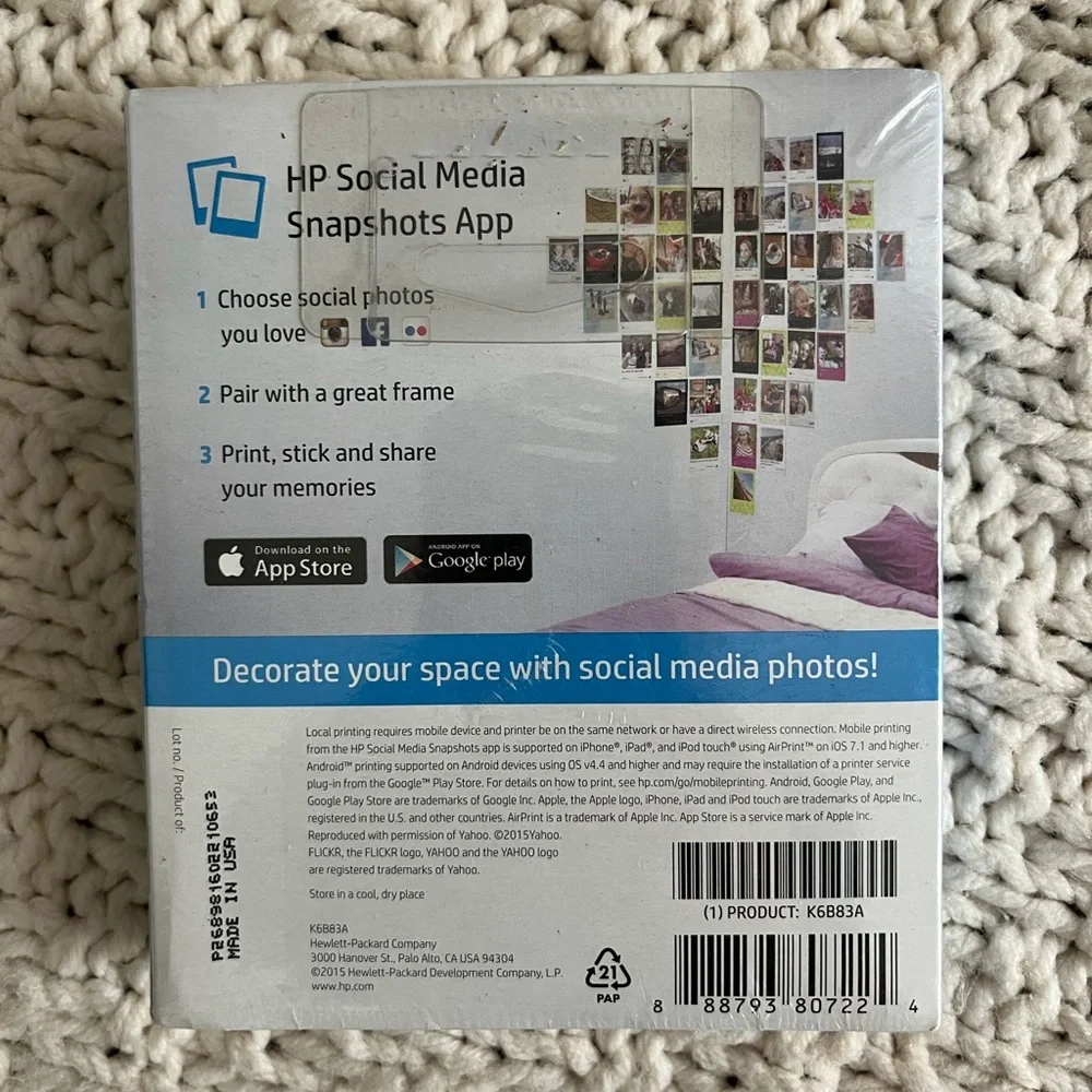 New HP Social Media Sticky Back Snapshots 25 Photo Sheets